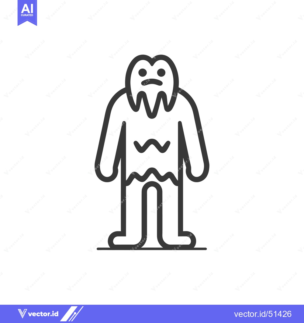 Premium Vector dari Line Art Illustration of a Bigfoot with a Frown