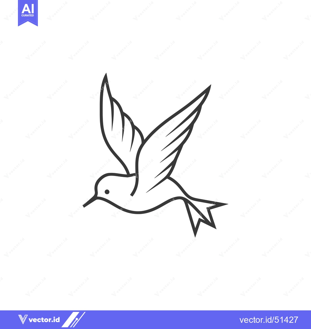 Premium Vector dari Line art illustration of a bird in flight