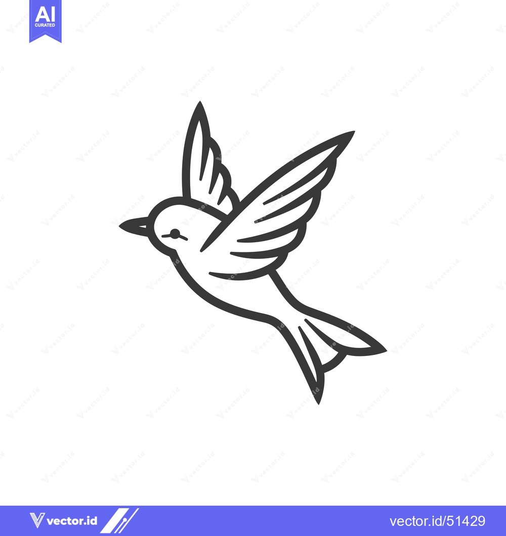 Premium Vector of Line art illustration of a bird in flight