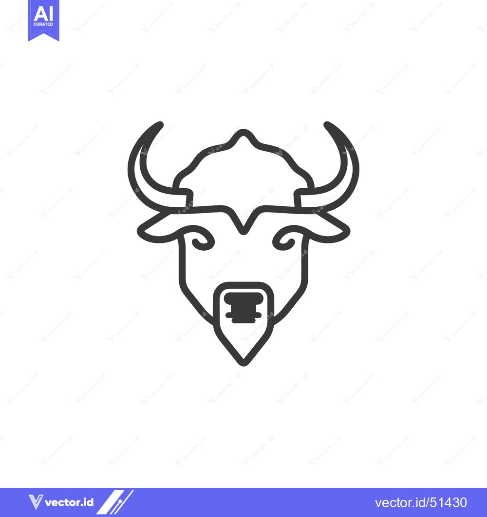 Premium Vector dari Line Art Illustration of a Bison Head
