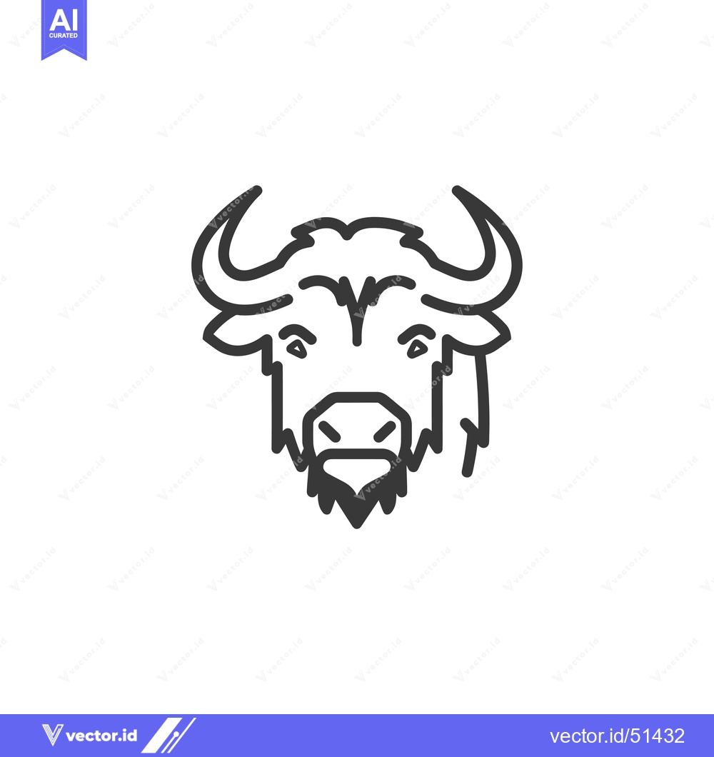 Premium Vector of Line Art Illustration of a Bison's Head