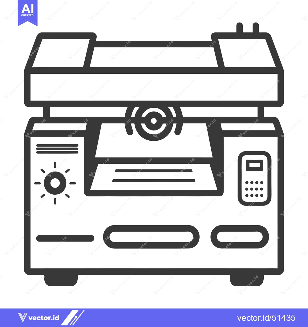 Premium Vector of Line Art Illustration of a Black and White Office Copier Machine