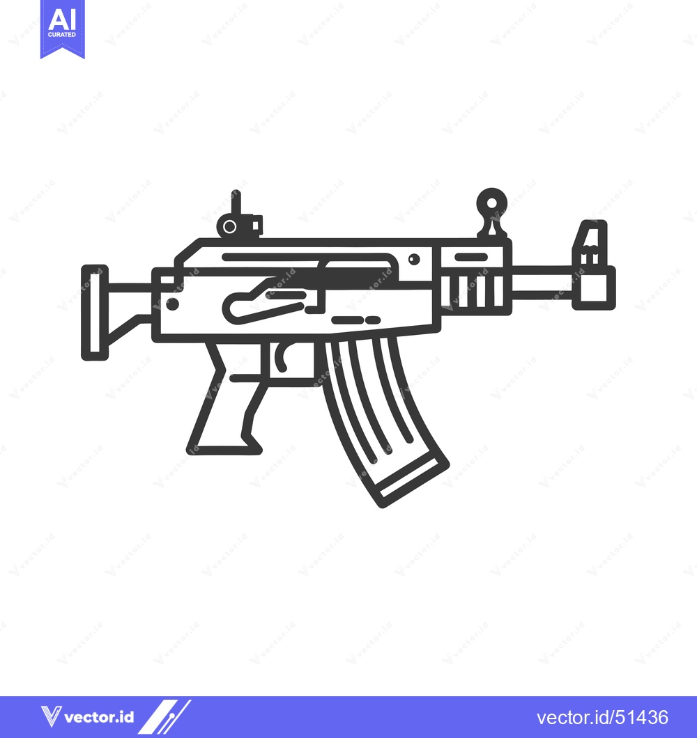 Premium Vector dari Line Art Illustration of a Black Assault Rifle