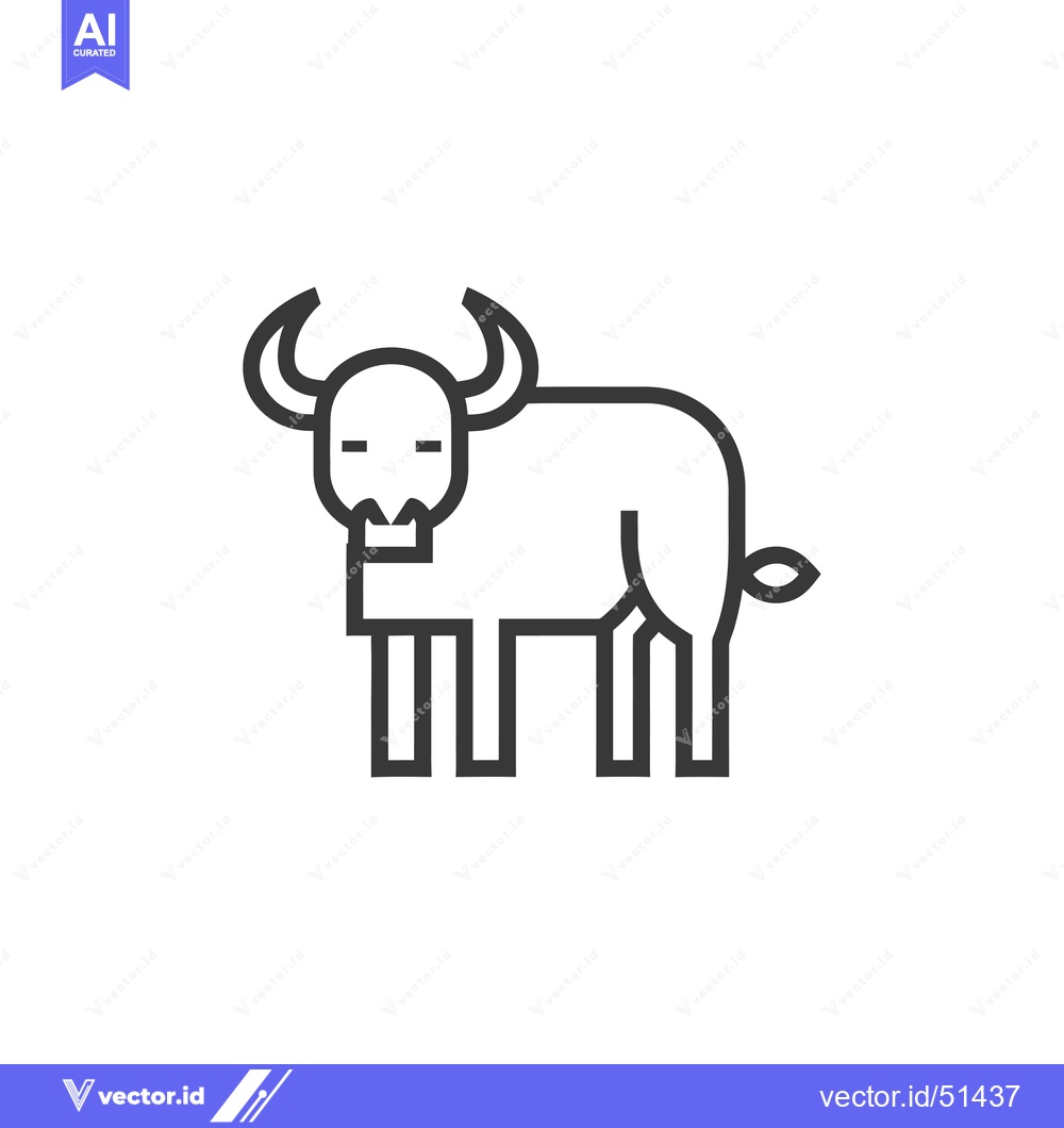 Premium Vector dari Line art illustration of a black bull with horns