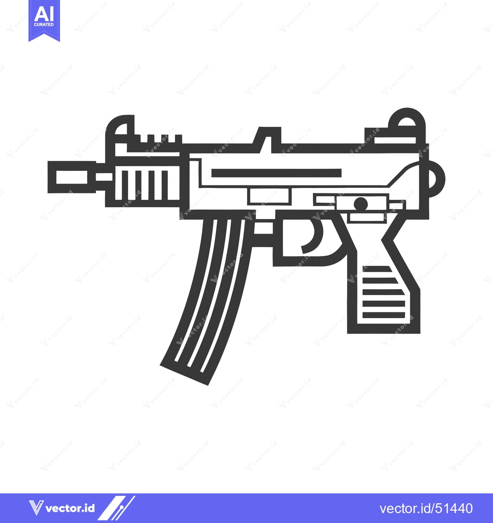 Premium Vector dari Line art illustration of a black submachine gun