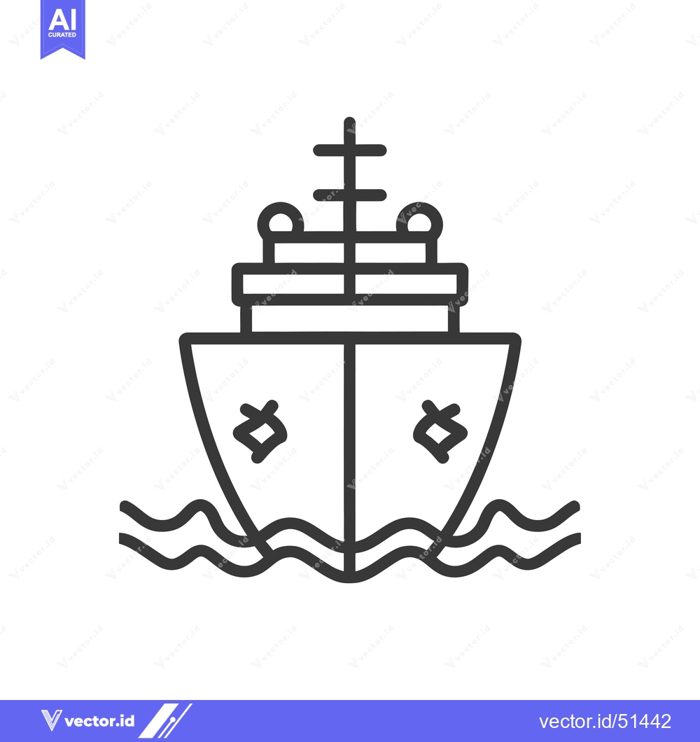 Premium Vector of Line Art Illustration of a Boat on Water