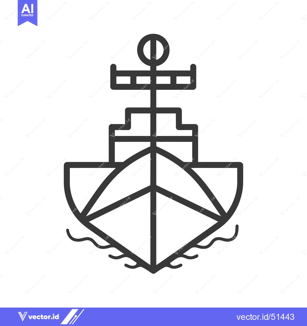 Premium Vector dari Line Art Illustration of a Boat with a Mast and Waves