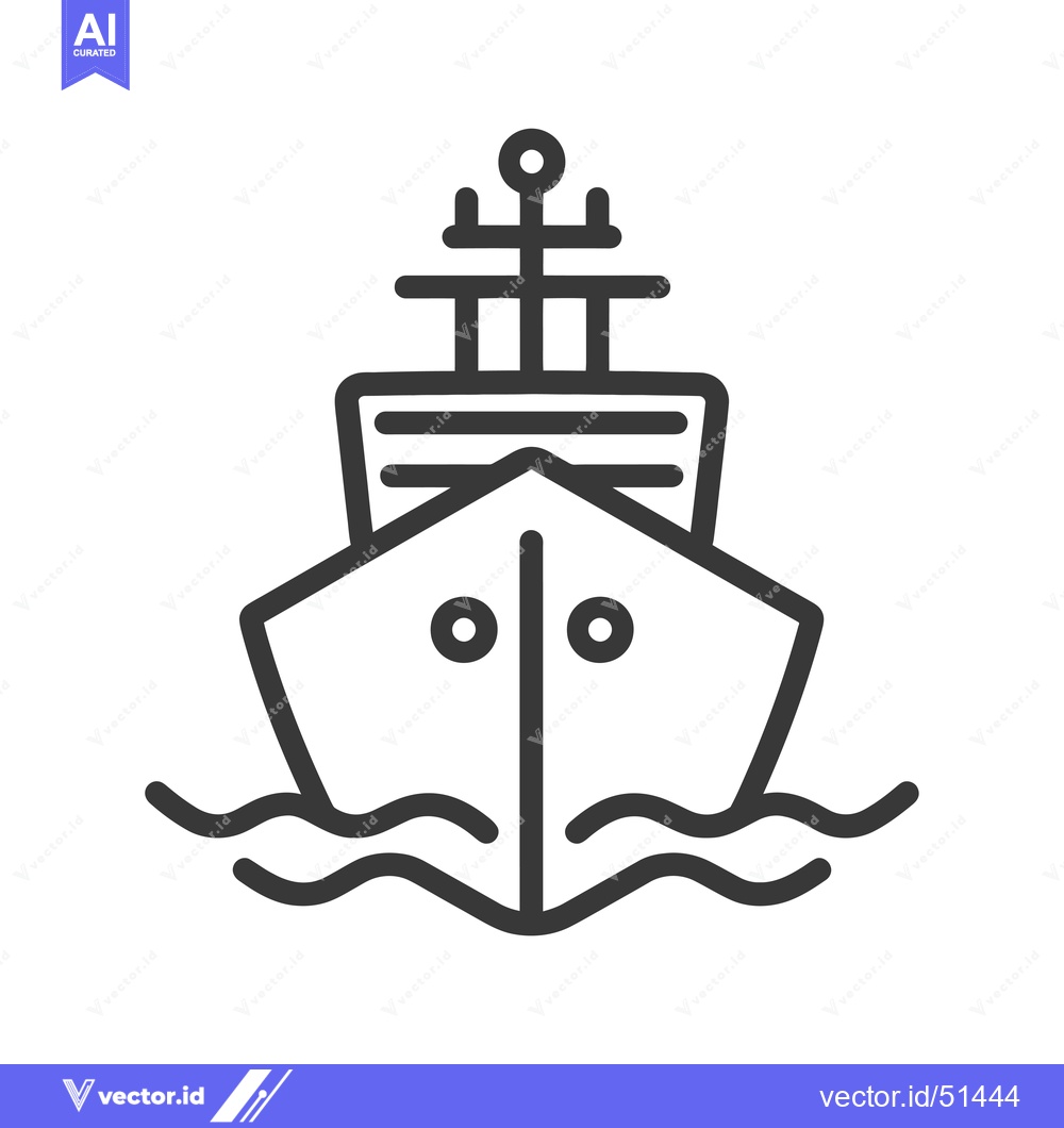 Premium Vector dari Line art illustration of a boat with a mast in the water
