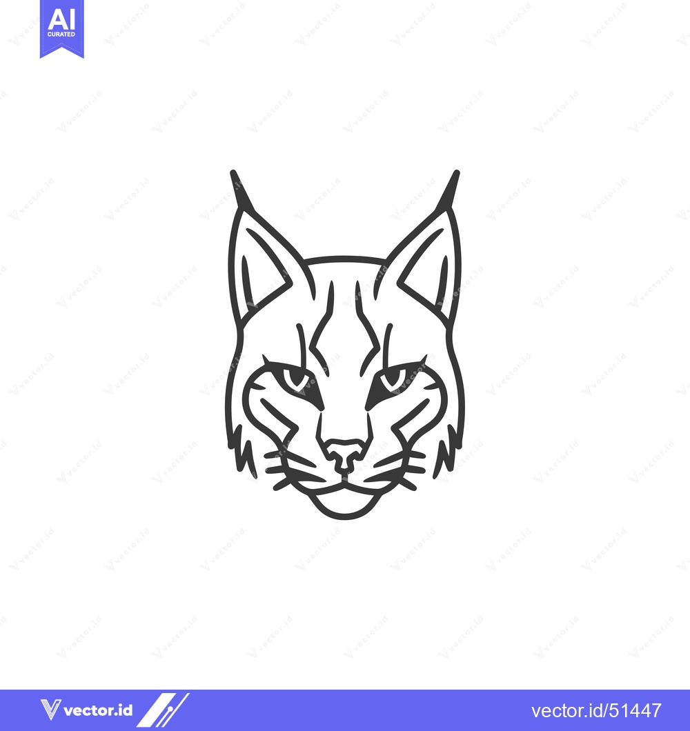 Premium Vector of Line Art Illustration of a Bobcat's Face