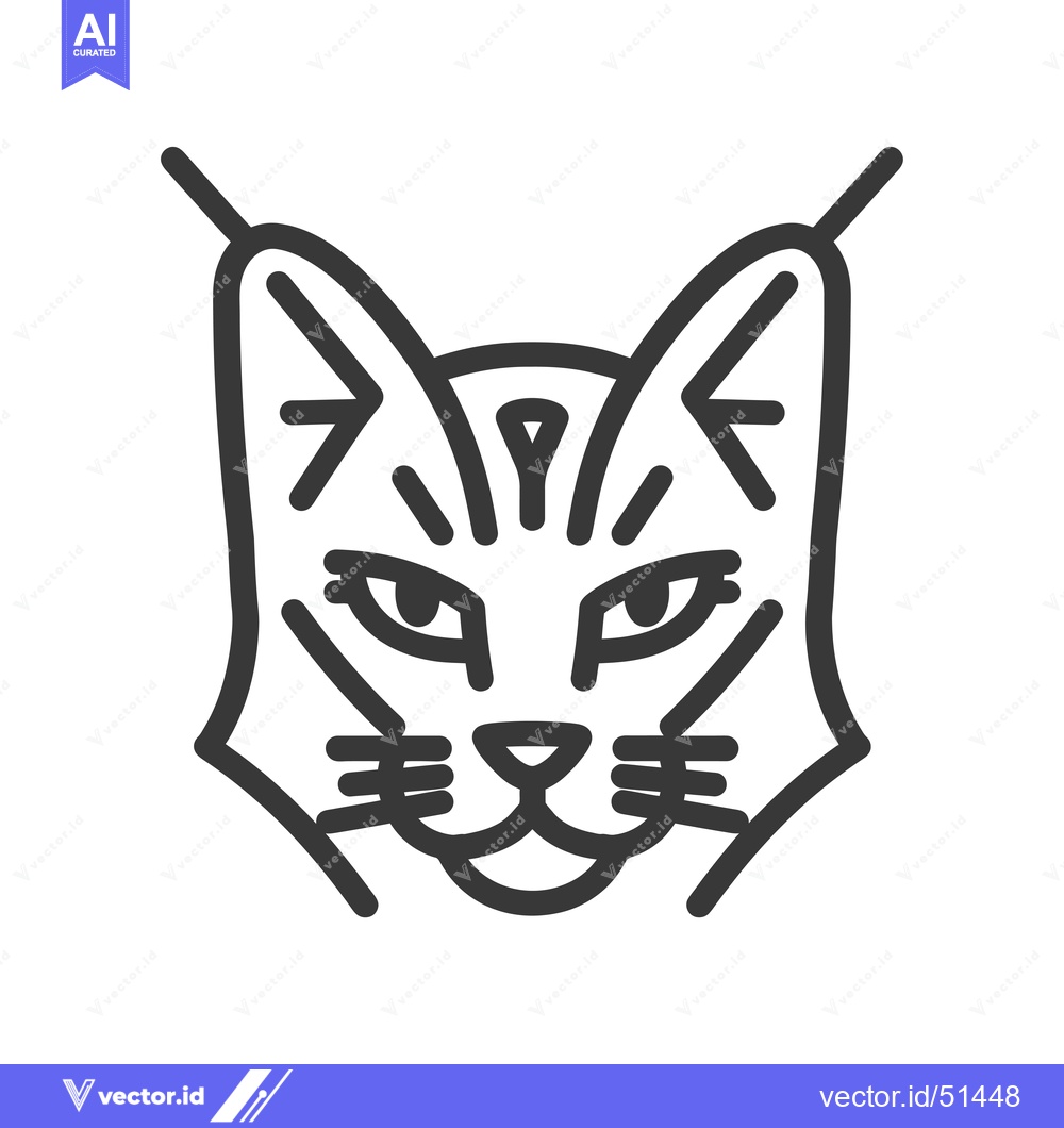 Premium Vector dari Line art illustration of a bobcat's face with ears