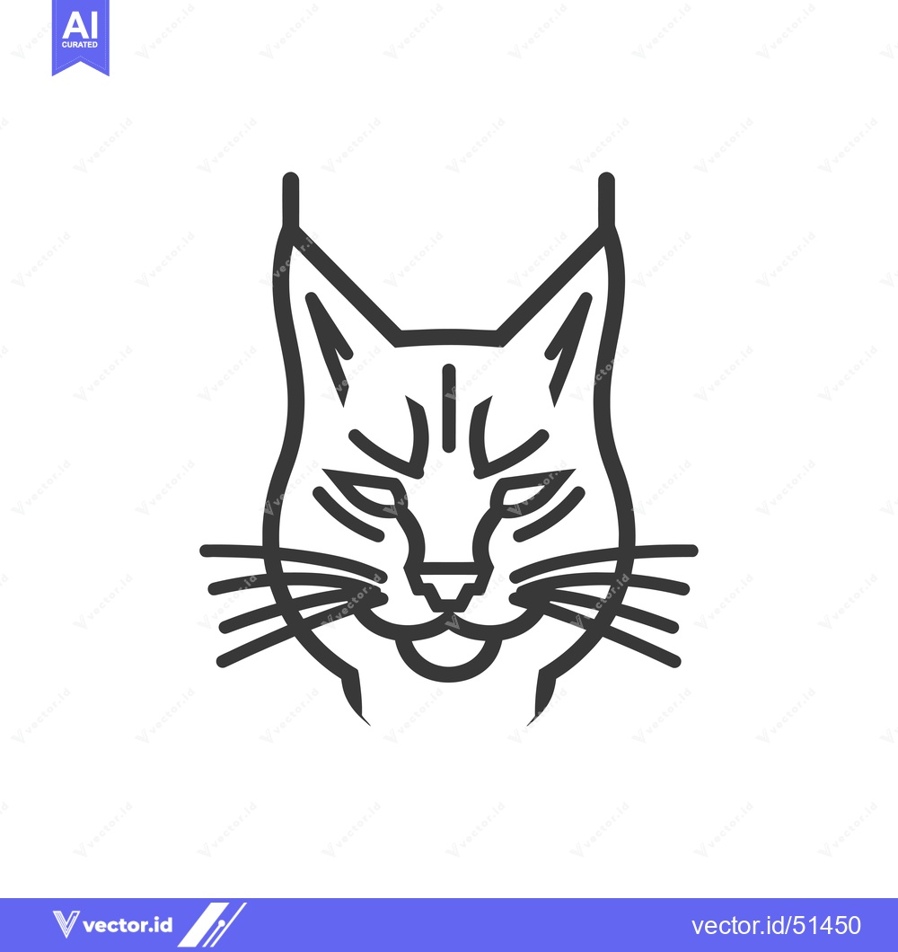 Premium Vector of Line Art Illustration of a Bobcat's Head