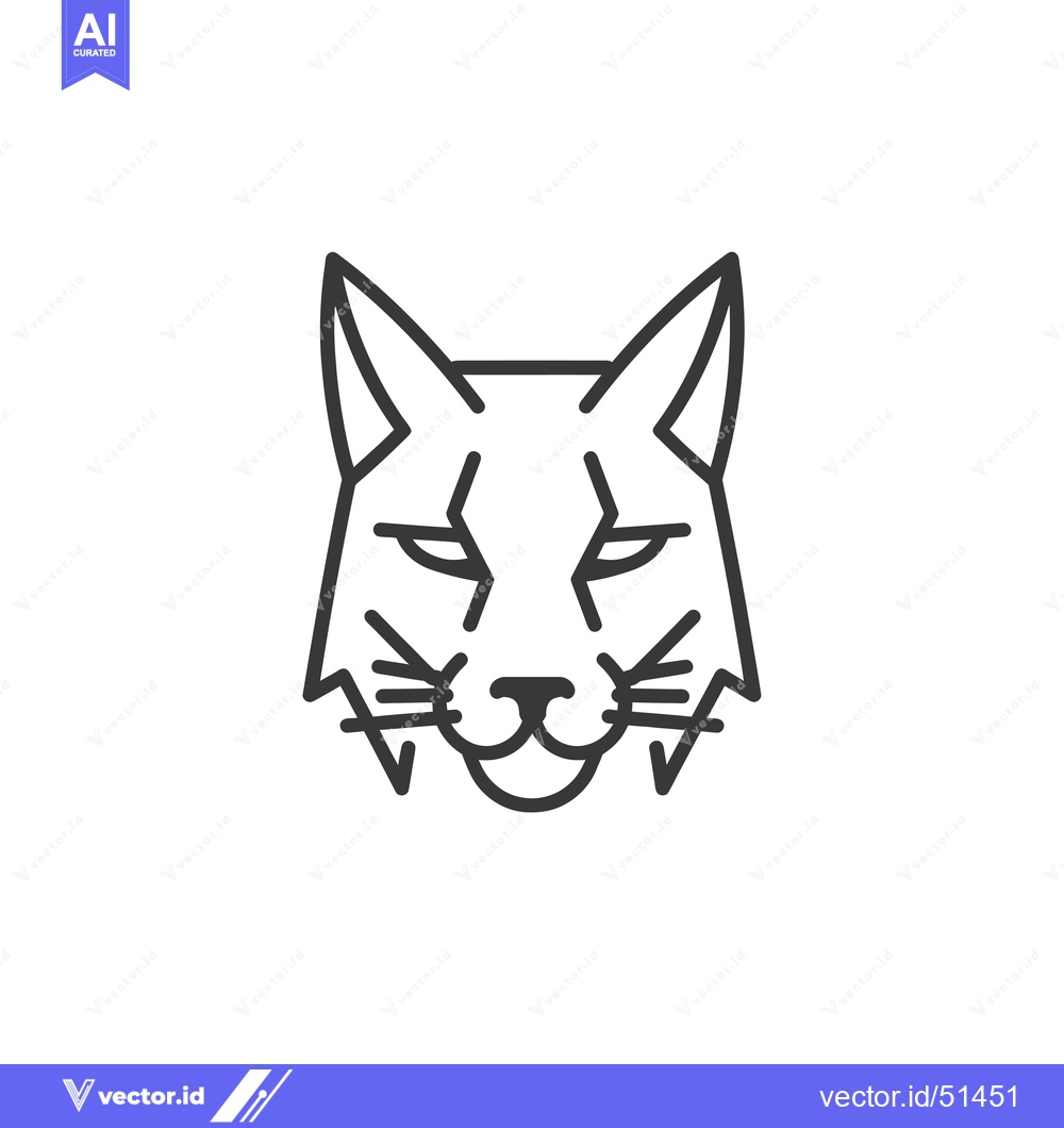 Premium Vector dari Line Art Illustration of a Bobcat's Head with a Grin