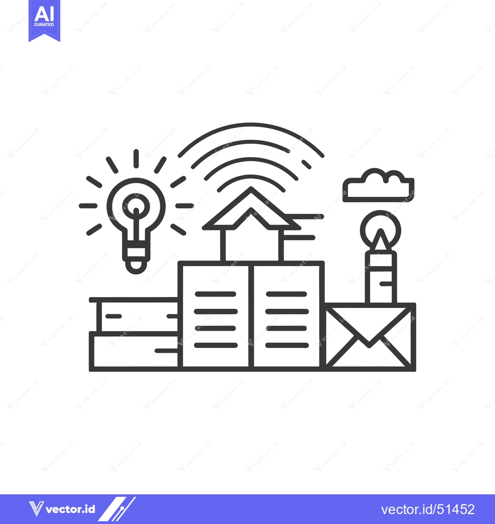 Premium Vector of Line Art Illustration of a Book, Email, and Lightbulb