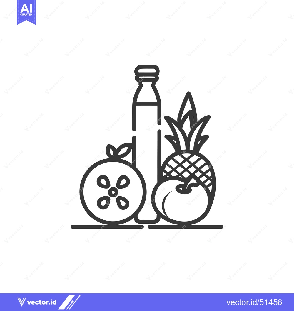 Premium Vector dari Line Art Illustration of a Bottle, Apple, and Pineapple