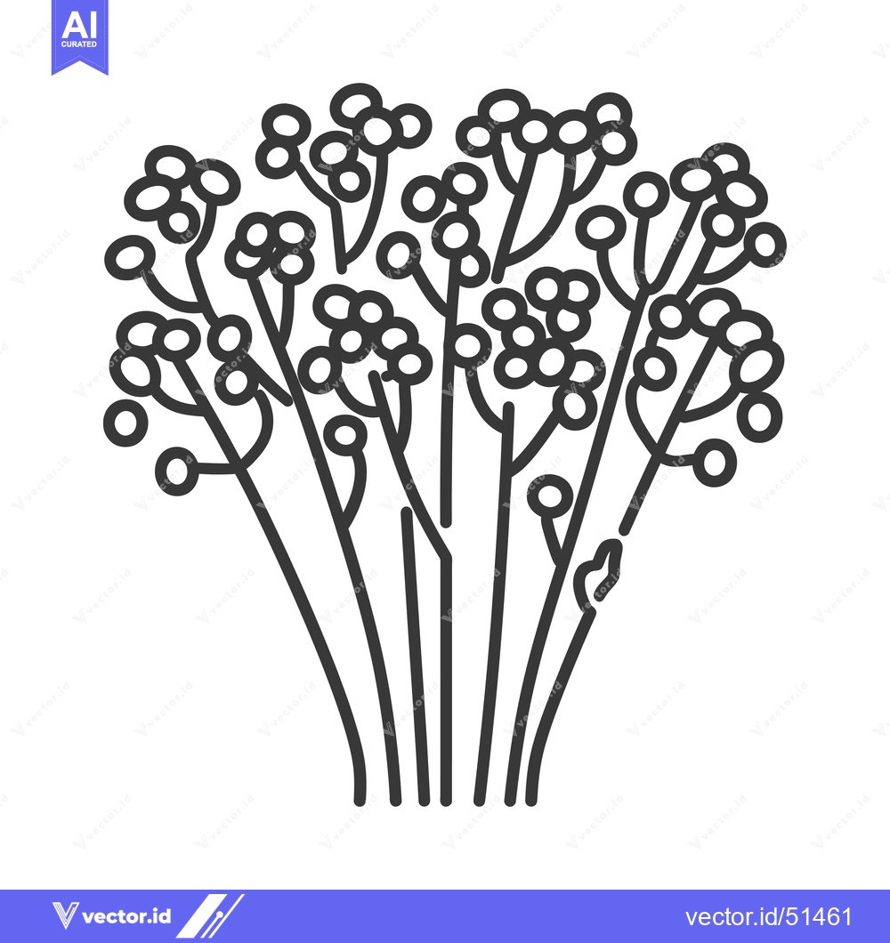 Premium Vector dari Line Art Illustration of a Bouquet of Flowers with Round Buds