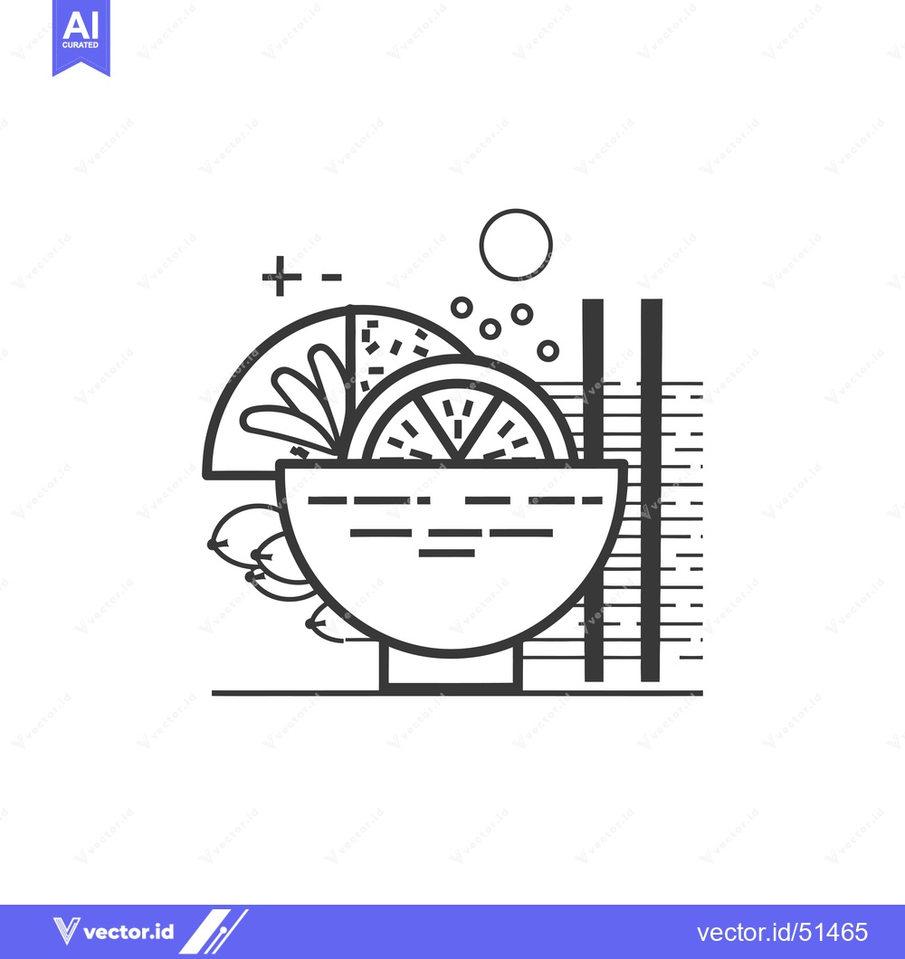 Premium Vector dari Line Art Illustration of a Bowl of Fruit with Chopsticks