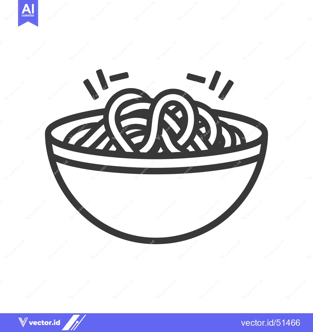 Premium Vector dari Line art illustration of a bowl of noodles