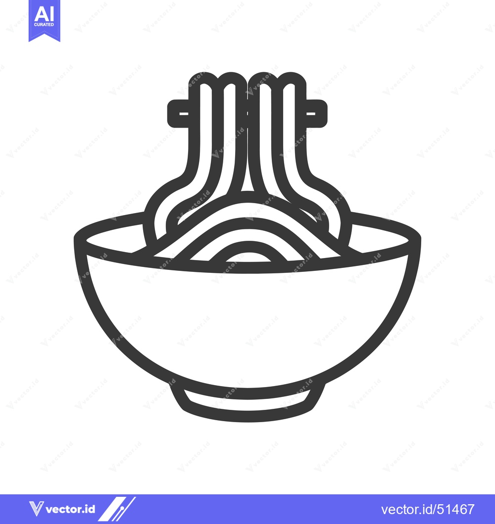 Premium Vector of Line art illustration of a bowl of noodles