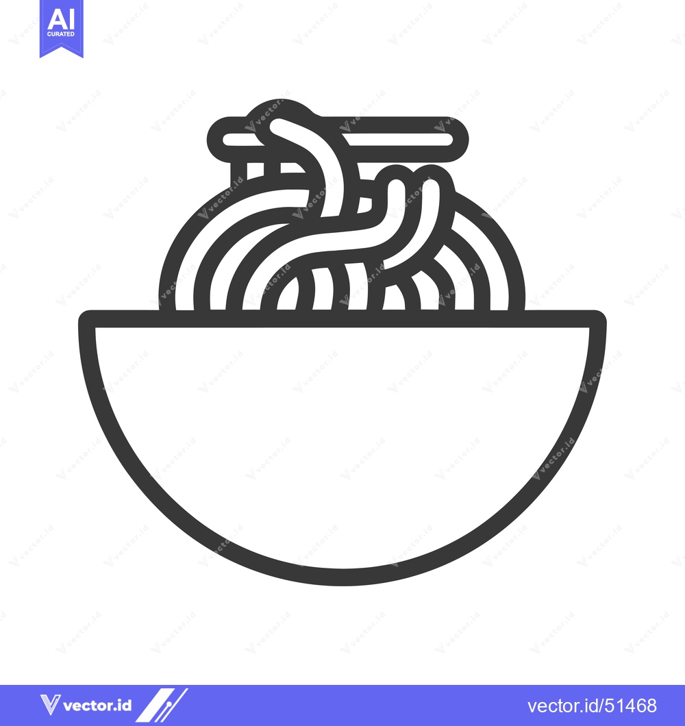 Premium Vector dari Line art illustration of a bowl of noodles