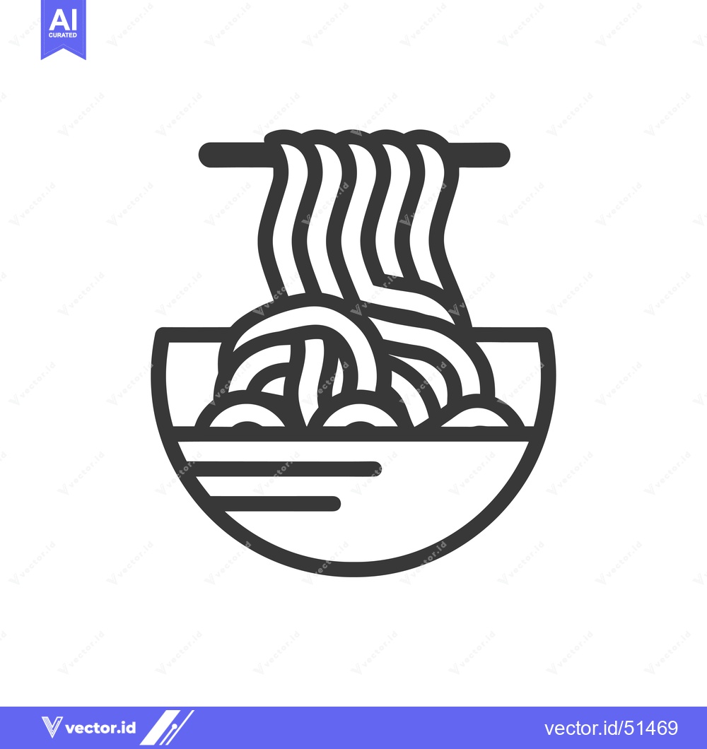 Premium Vector dari Line art illustration of a bowl of noodles