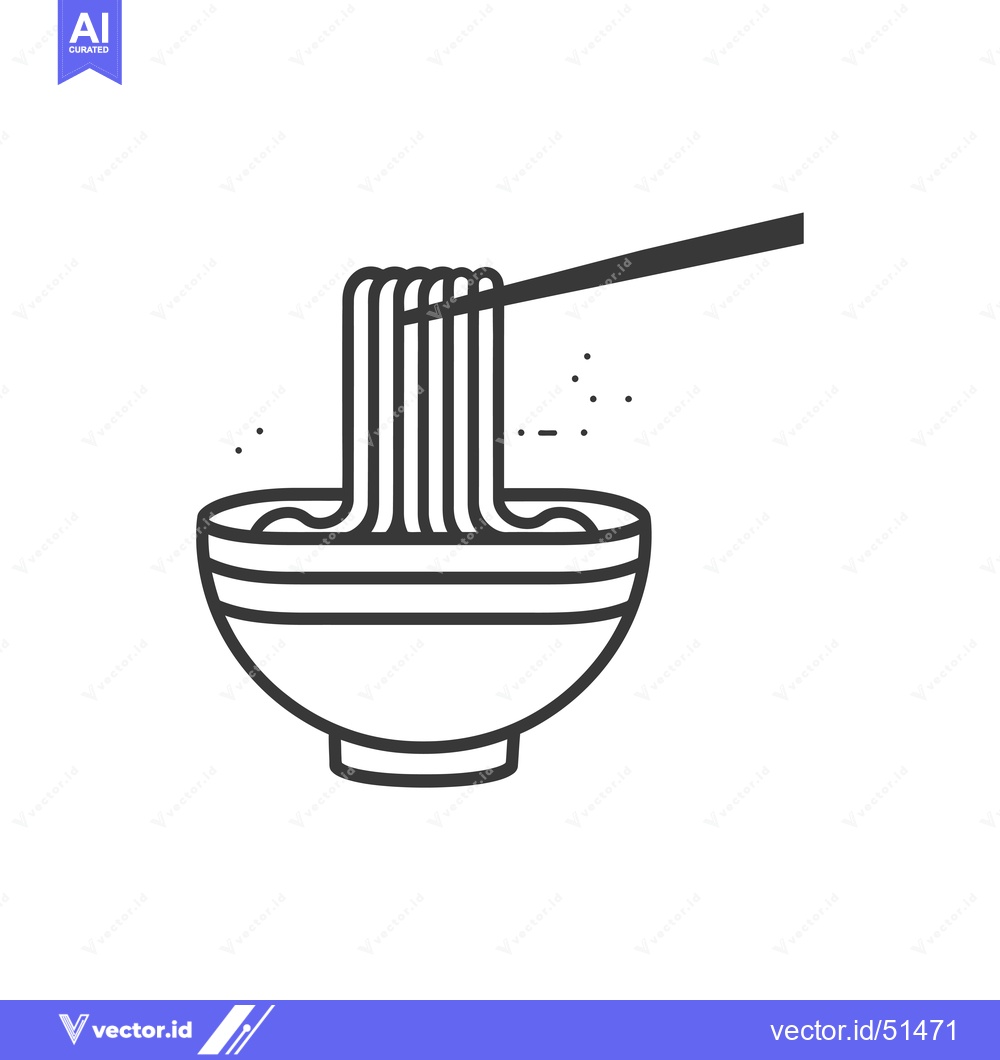 Premium Vector dari Line art illustration of a bowl of noodles with chopsticks