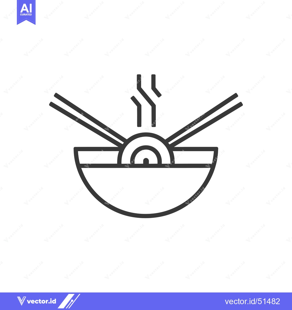 Premium Vector dari Line art illustration of a bowl of noodles with chopsticks