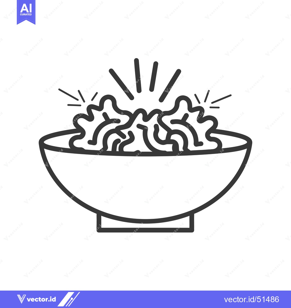 Premium Vector of Line Art Illustration of a Bowl of Salad with a Starburst