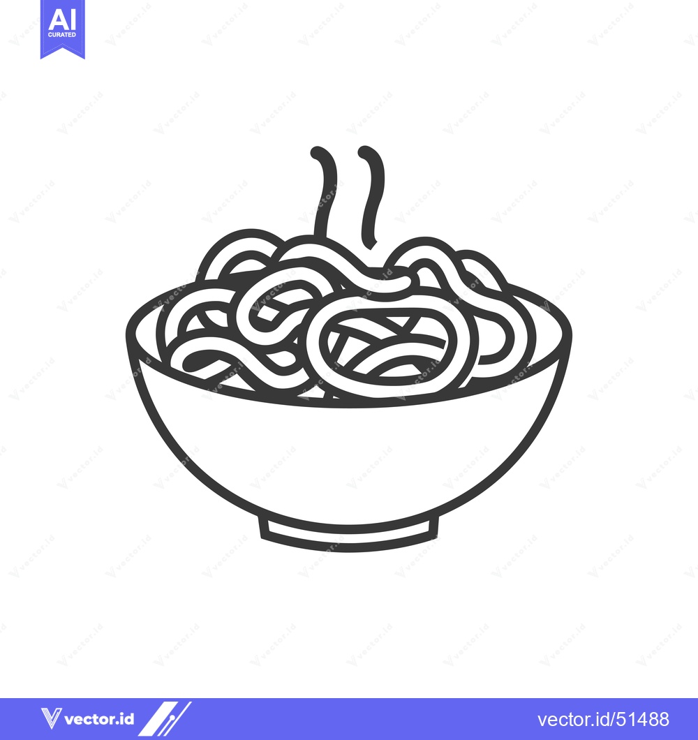 Premium Vector dari Line Art Illustration of a Bowl of Steaming Noodles