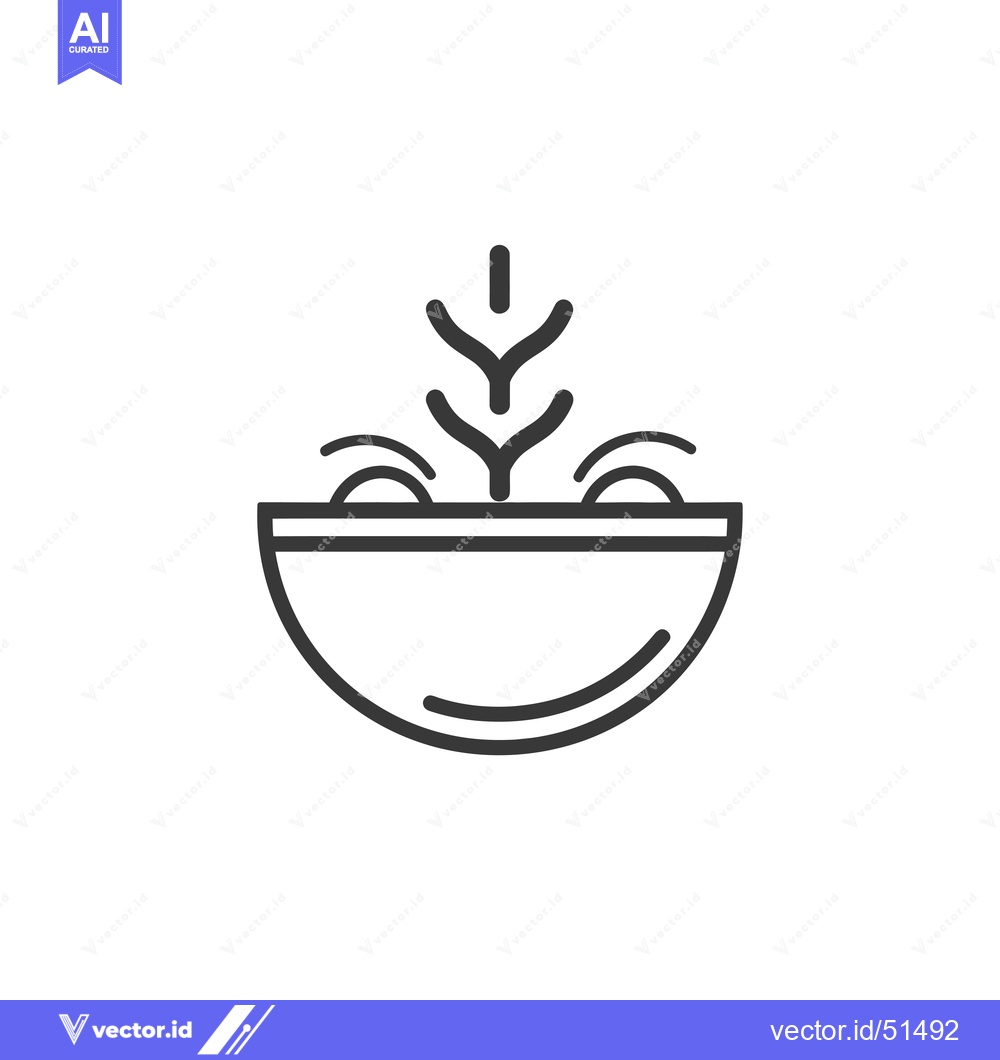 Premium Vector of Line Art Illustration of a Bowl with a Plant Sprouting from it