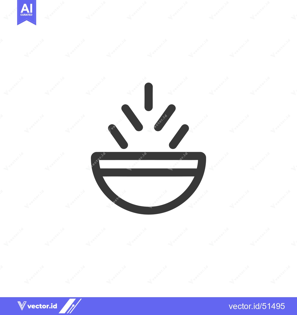 Premium Vector dari Line art illustration of a bowl with light rays coming out of it