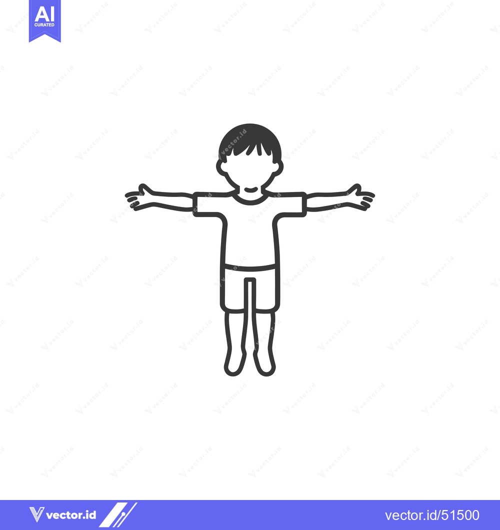 Premium Vector dari Line Art Illustration of a Boy with Arms Outstretched