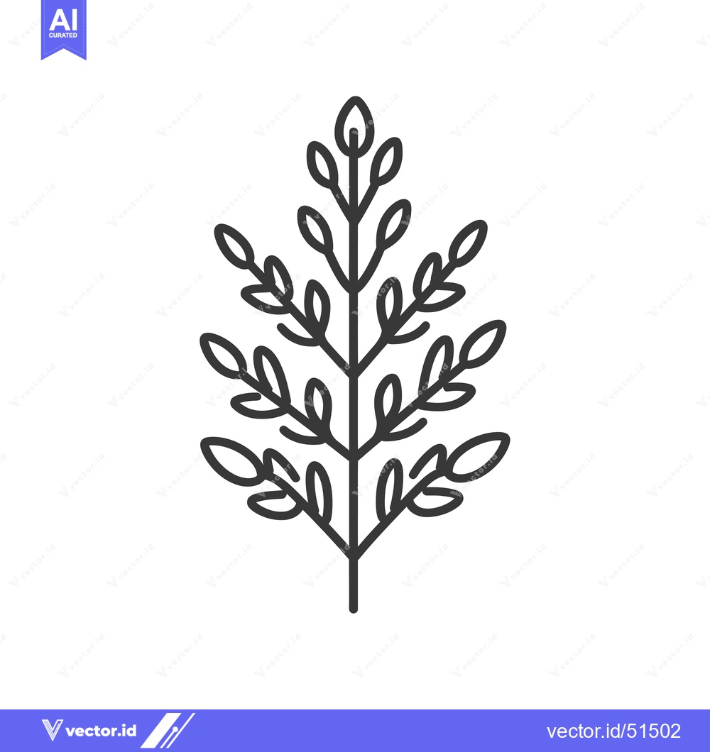 Premium Vector of Line Art Illustration of a Branch with Leaves