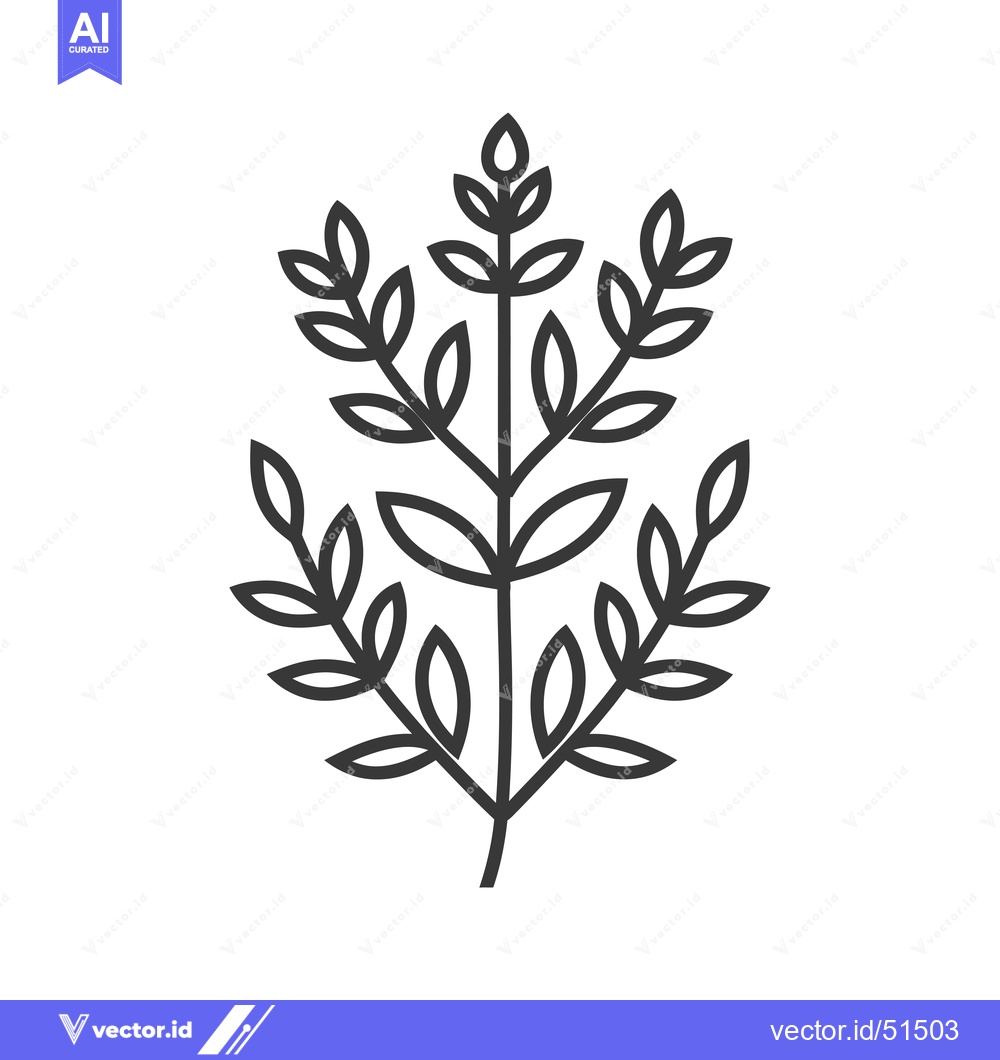 Premium Vector of Line Art Illustration of a Branch with Leaves