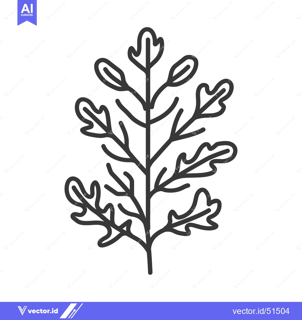 Premium Vector of Line Art Illustration of a Branch with Multiple Leaves
