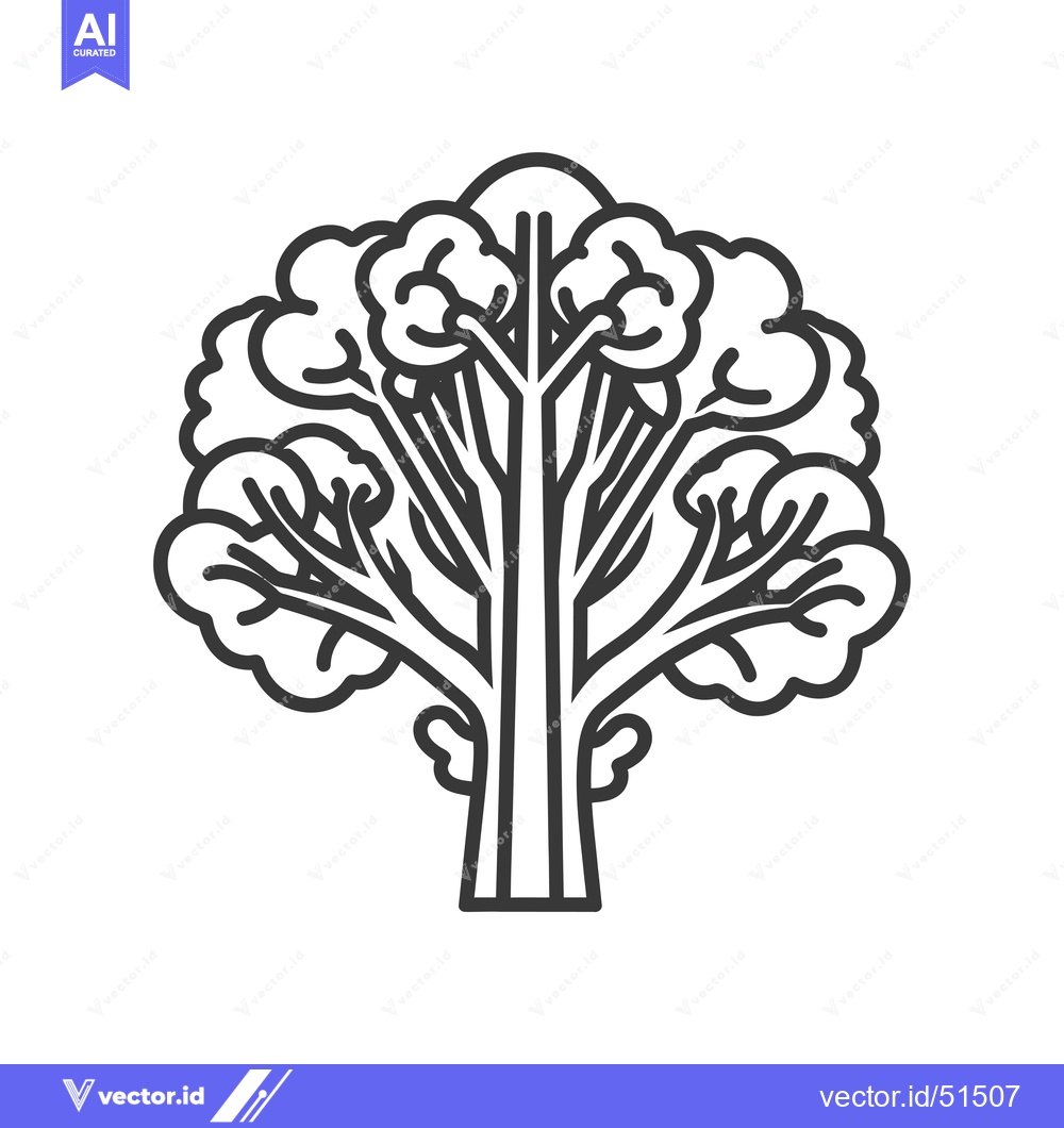 Premium Vector dari Line Art Illustration of a Broccoli Floret