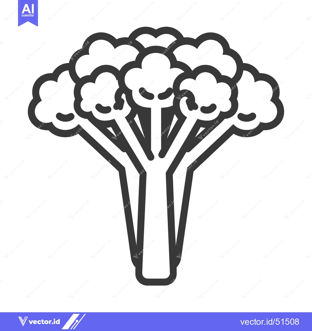 Premium Vector dari Line art illustration of a broccoli floret