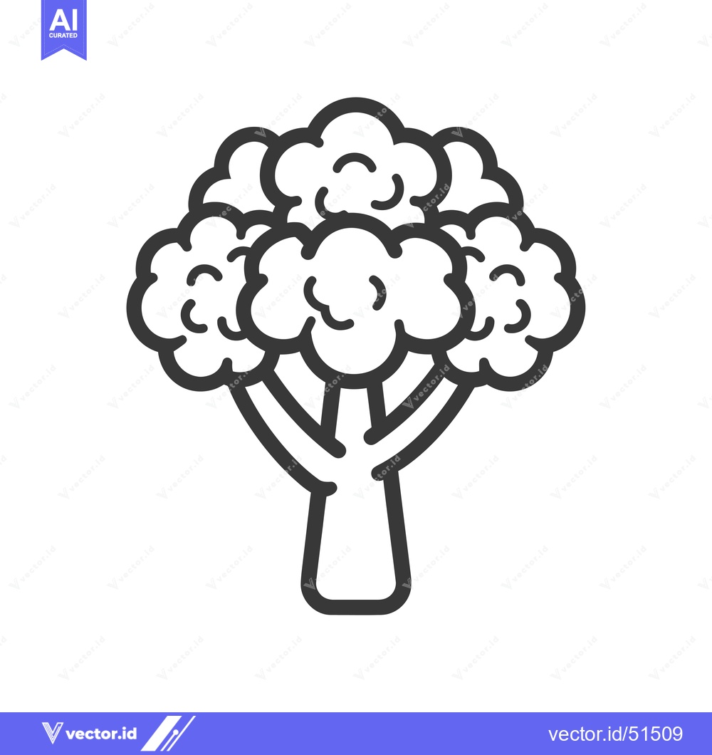 Premium Vector of Line art illustration of a broccoli floret