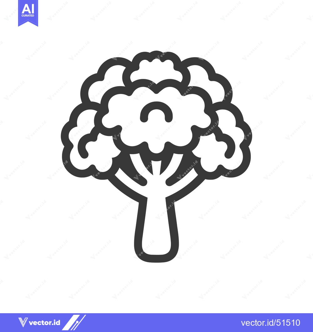 Premium Vector of Line art illustration of a broccoli floret