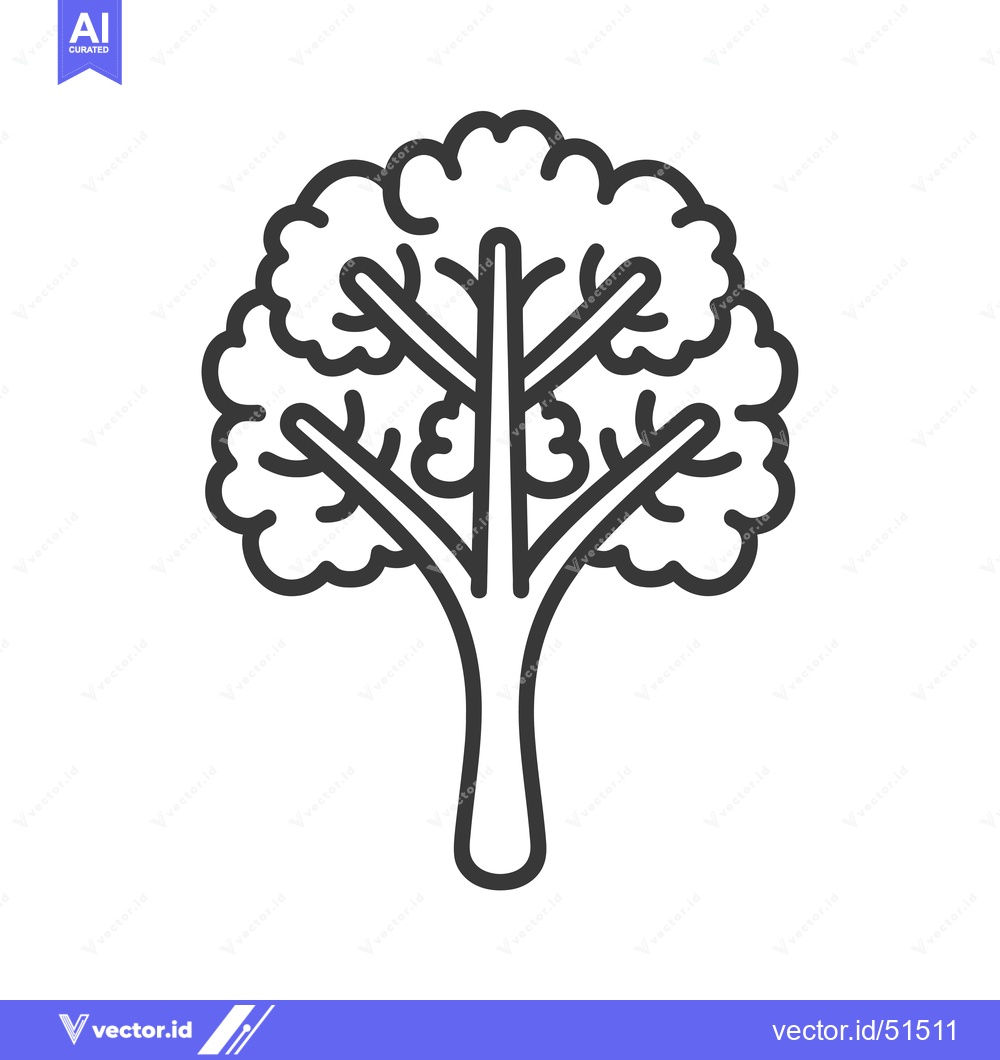 Premium Vector dari Line art illustration of a broccoli floret