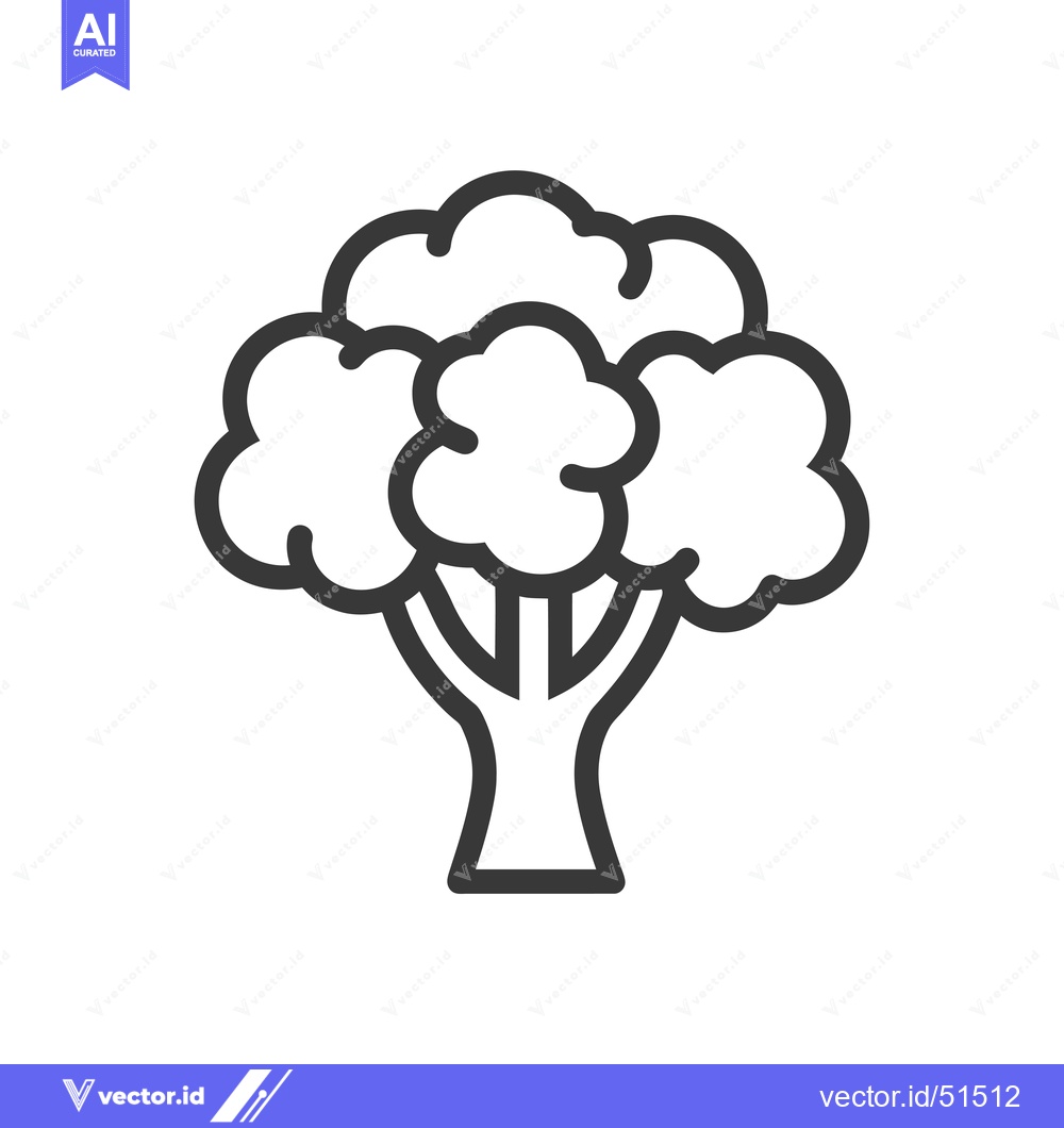 Premium Vector of Line art illustration of a broccoli vegetable