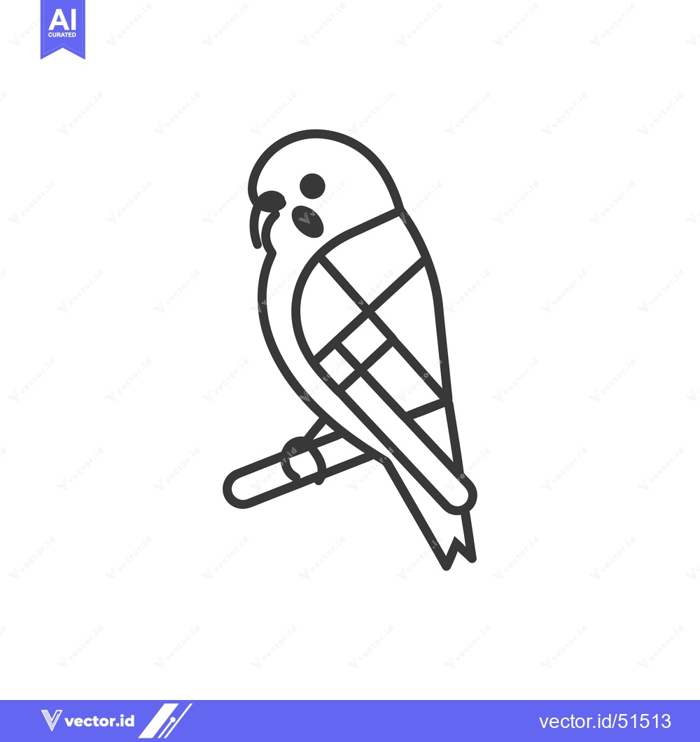 Premium Vector dari Line Art Illustration of a Budgie Perched on a Branch