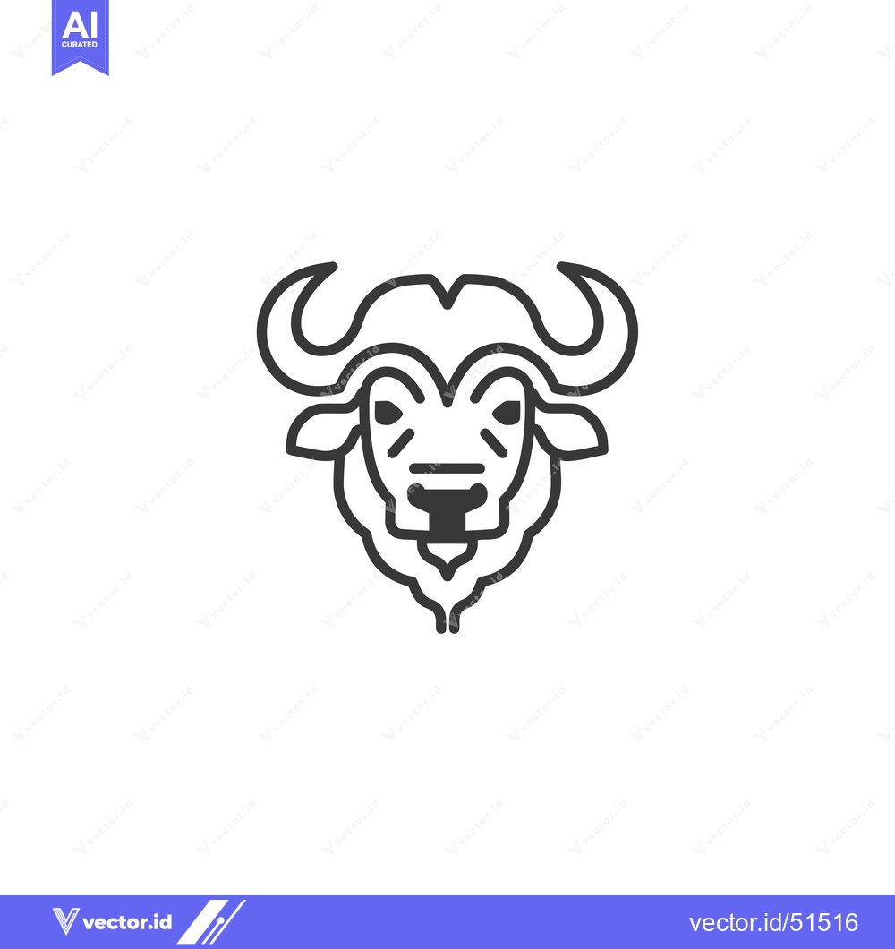 Premium Vector dari Line Art Illustration of a Buffalo Head