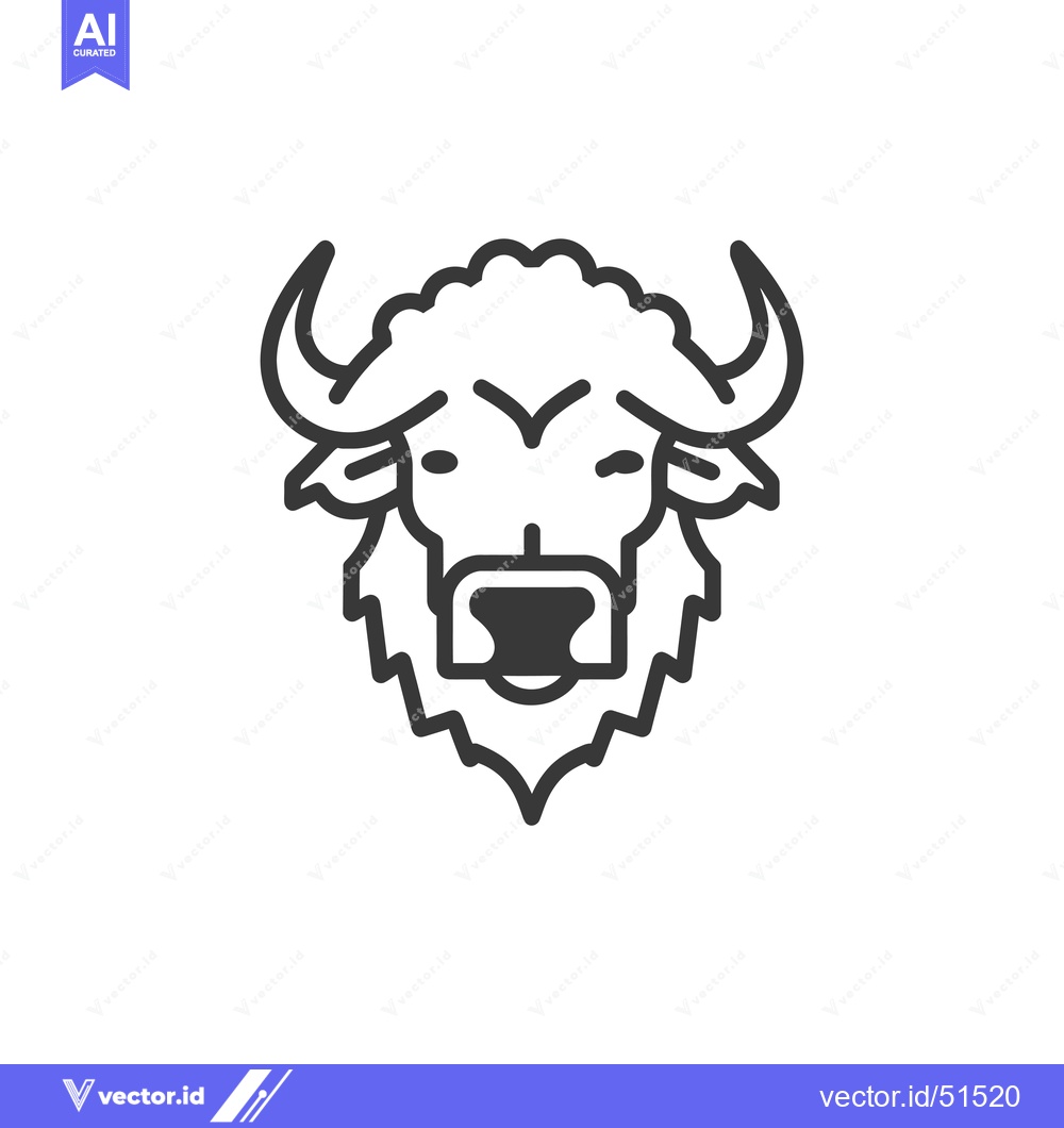 Premium Vector of Line art illustration of a buffalo's head
