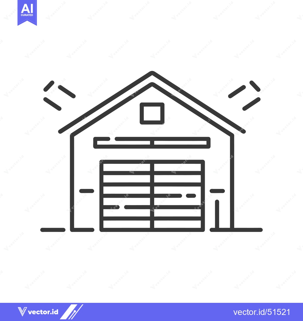 Premium Vector of Line art illustration of a building with a garage door