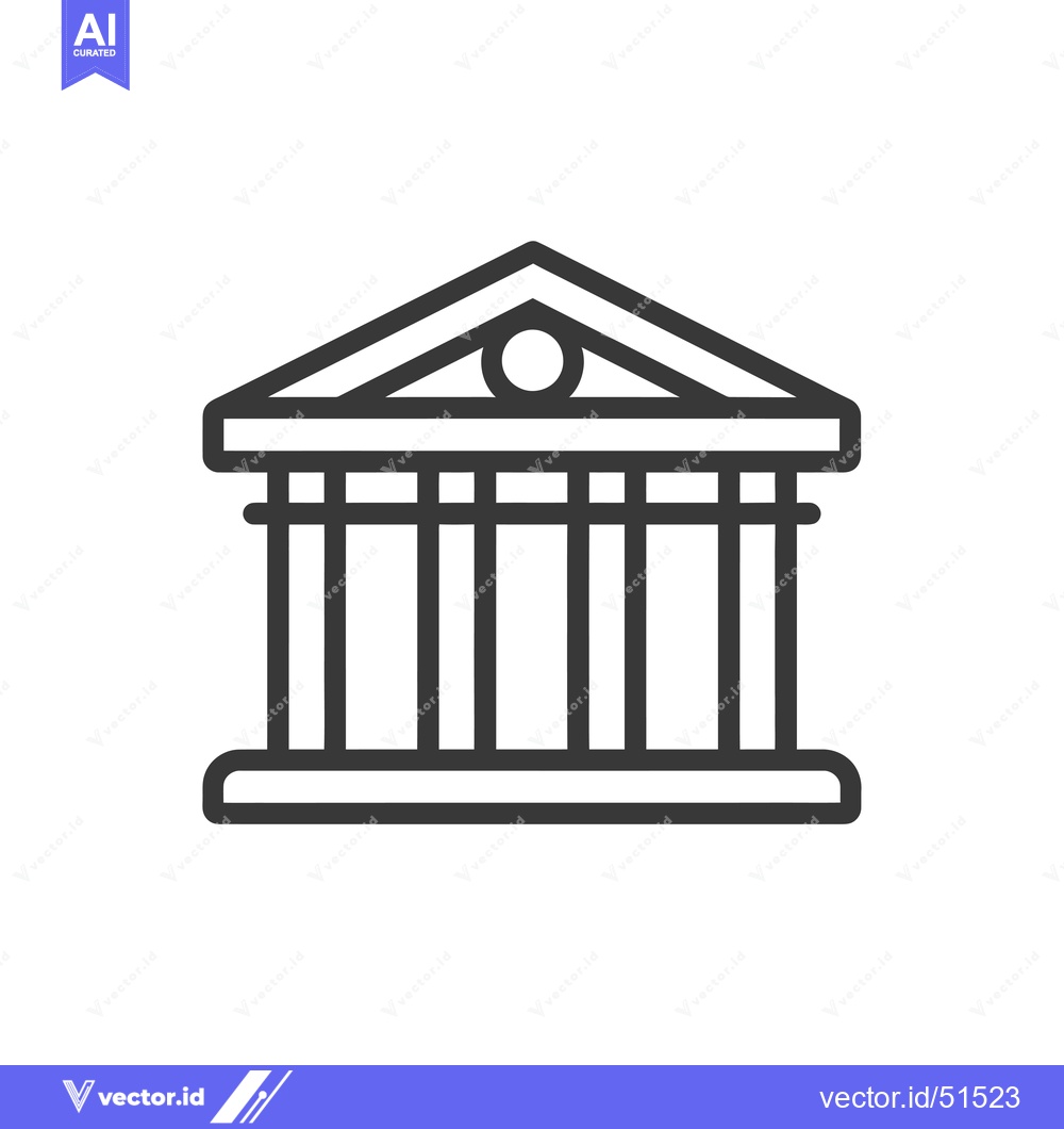 Premium Vector dari Line art illustration of a building with a triangular roof and columns