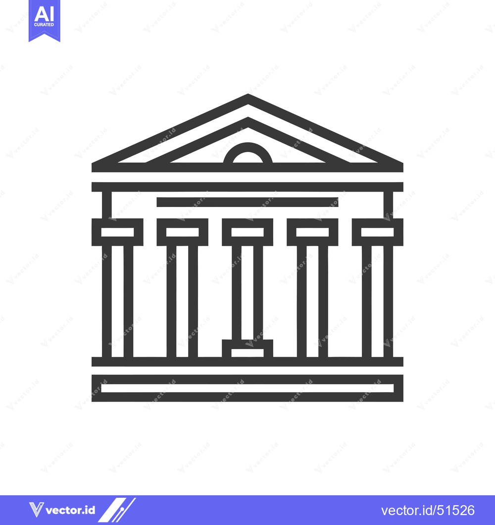 Premium Vector of Line Art Illustration of a Building with Columns
