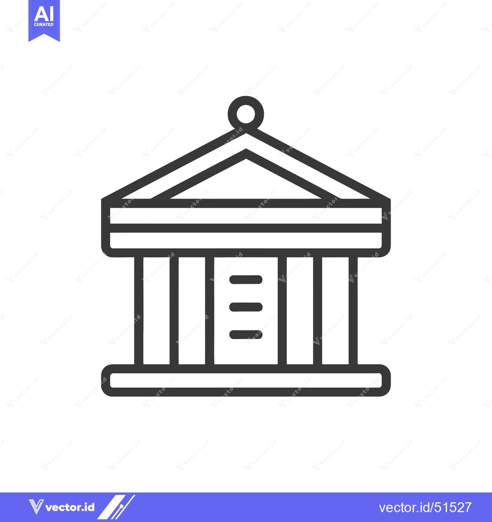 Premium Vector dari Line art illustration of a building with columns and a triangular roof
