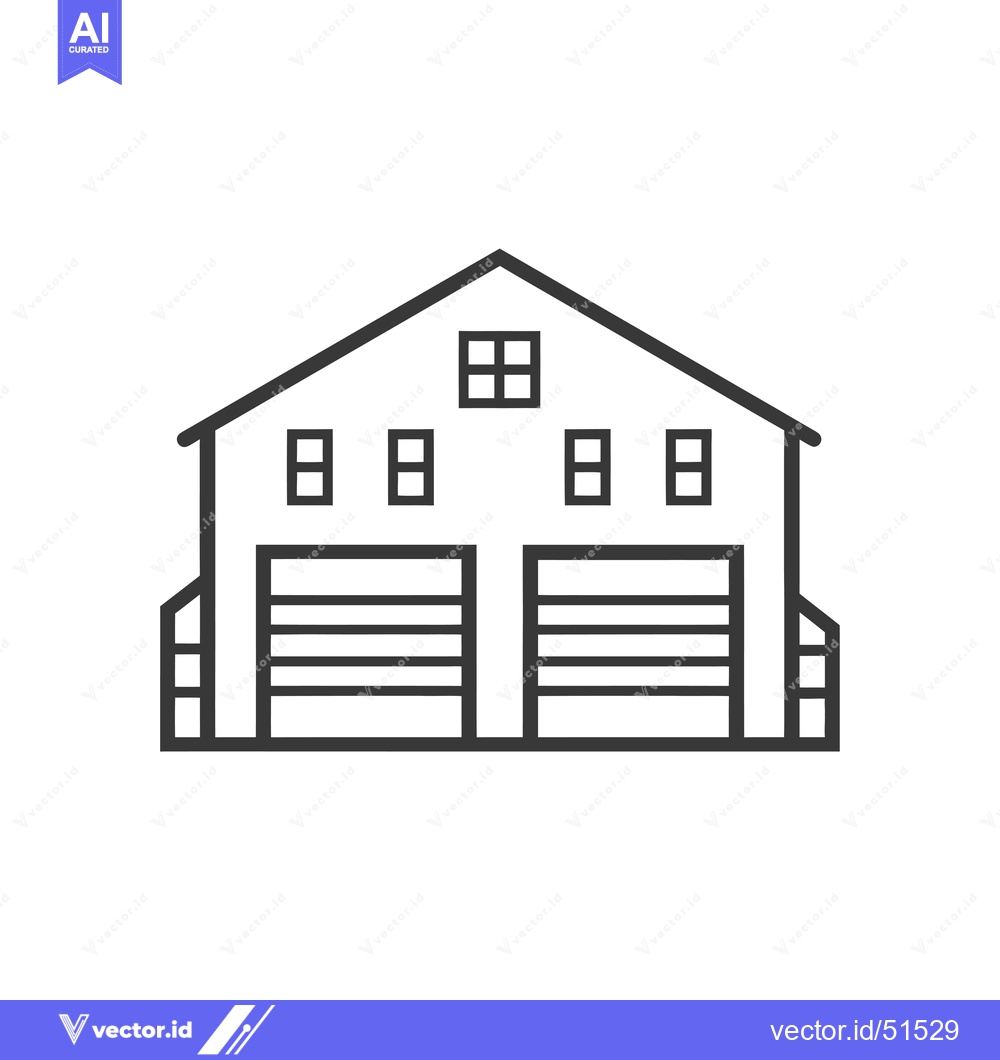 Premium Vector dari Line art illustration of a building with two garage doors