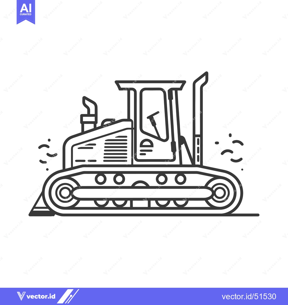 Premium Vector of Line Art Illustration of a Bulldozer