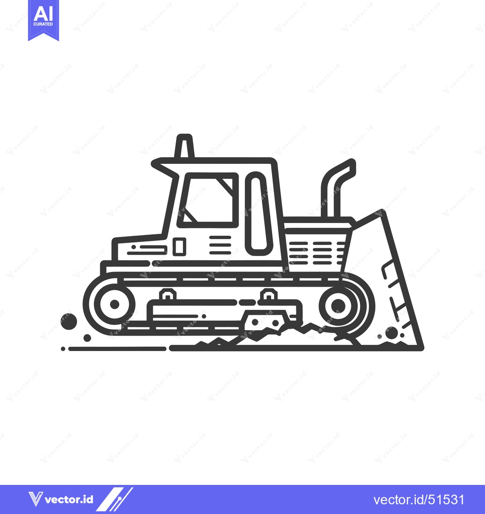 Premium Vector dari Line Art Illustration of a Bulldozer